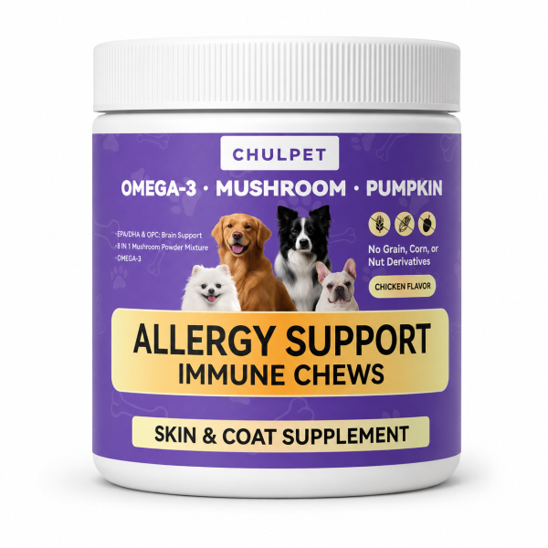 Omega-3 Soft Chews for Dogs,Mushroom Complex with EPA/DHA Grape Seed Extract & Turmeric, Pumpkin, Supports Skin & Coat, Immune & Digestive Support,Chicken Flavor, 100 Chews
